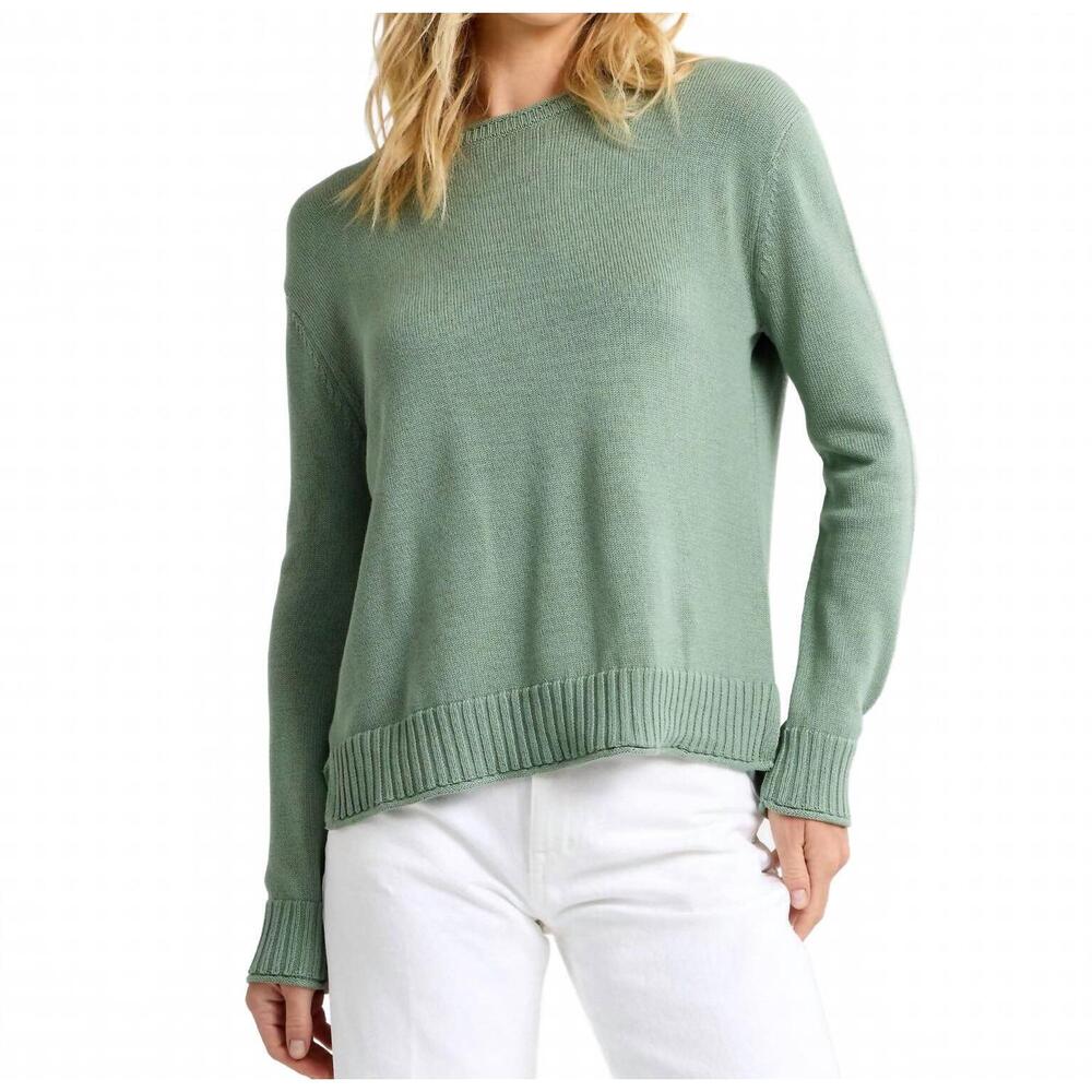 NEW PURA CASHMERE everyday cotton crew top in sage